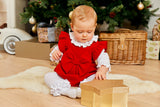 Baby Girls Red Velvet Shortie Set