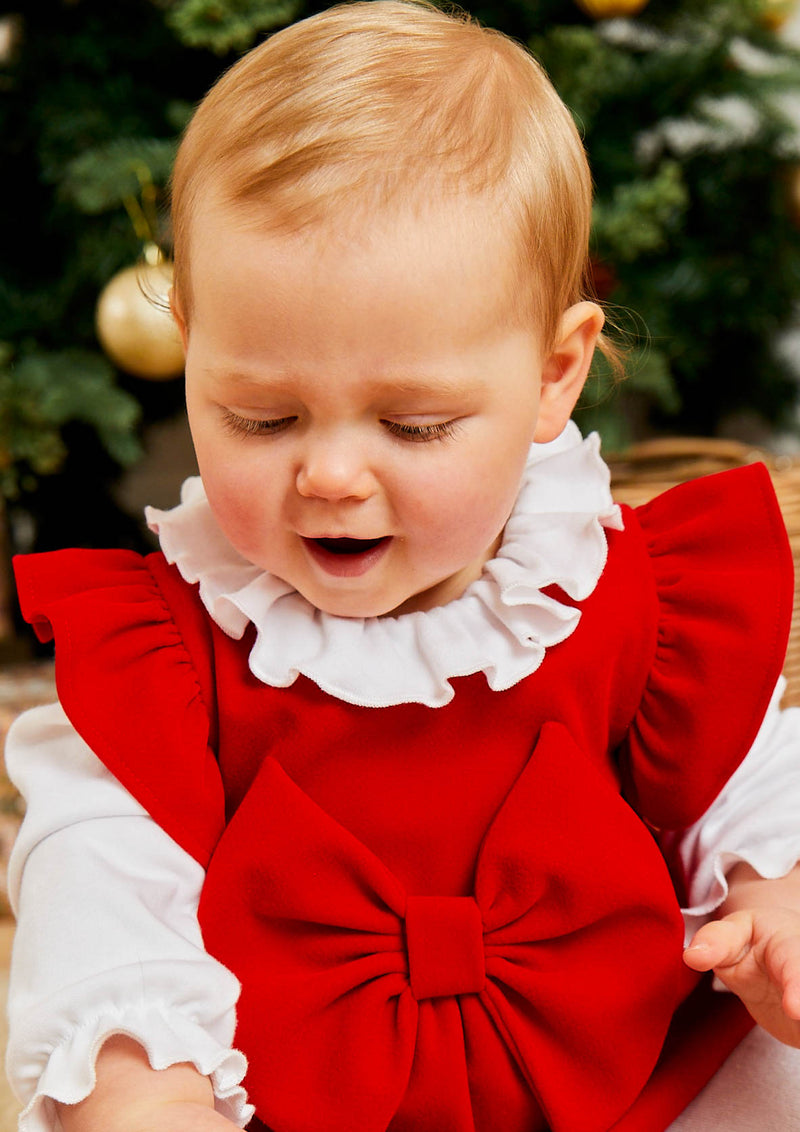 Baby Girls Red Velvet Shortie Set