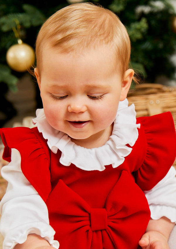 Baby Girls Red Velvet Shortie Set