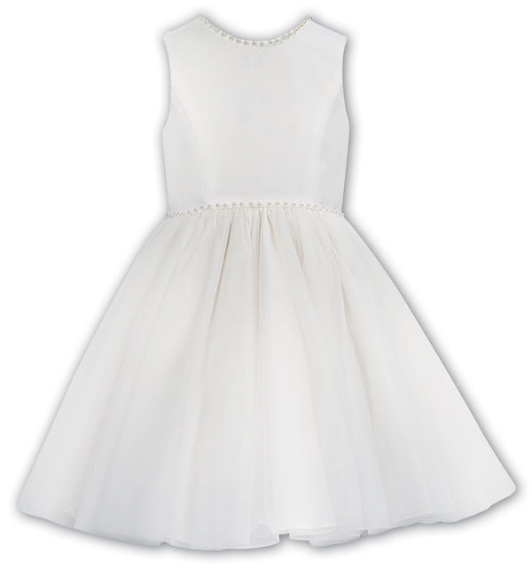 SARAH LOUISE Ivory Pearl Satin Dress