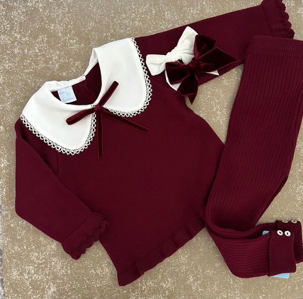 Burgundy Knitted Trouser Set