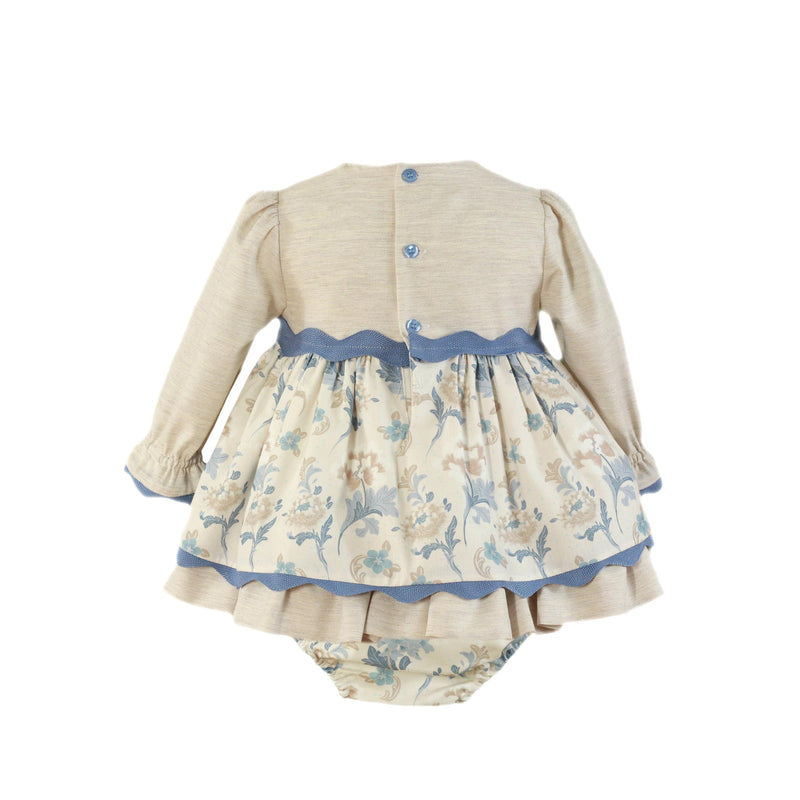 MIRANDRA Beige & Blue Baby Girl Dress
