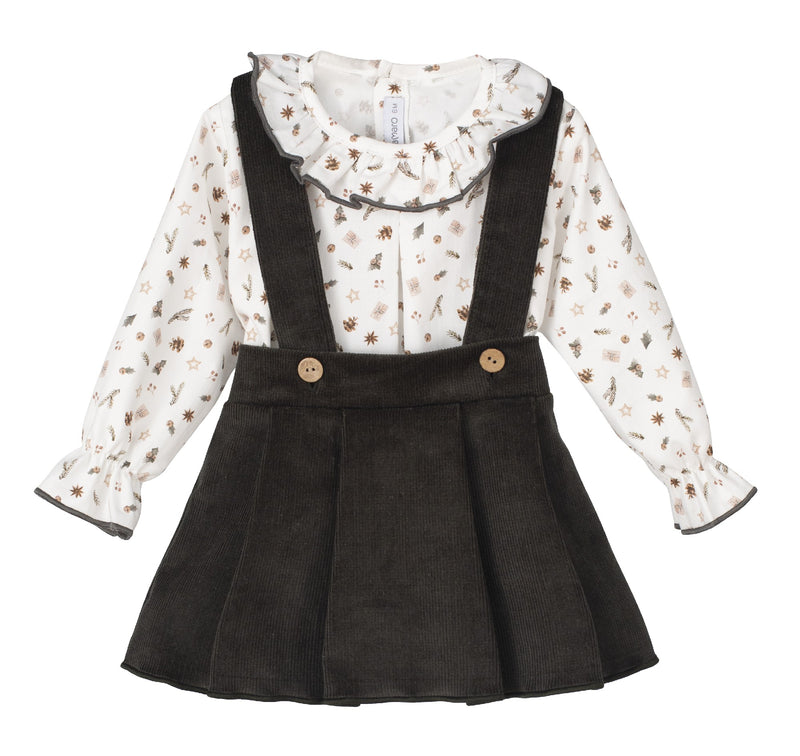 CALAMARO Ivory & Green Skirt Set