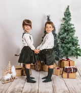 CALAMARO Ivory & Green Skirt Set