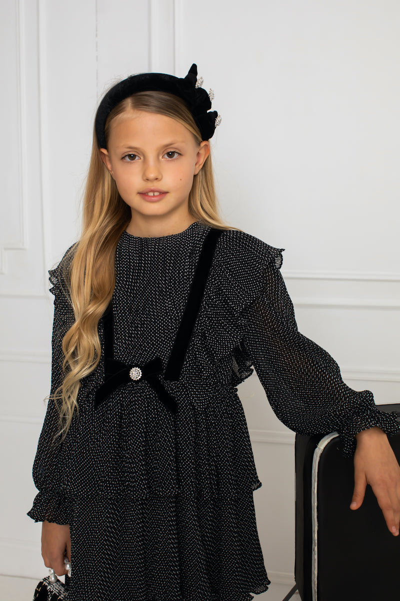 PATACHOU Black & White Dot Chiffon Dress