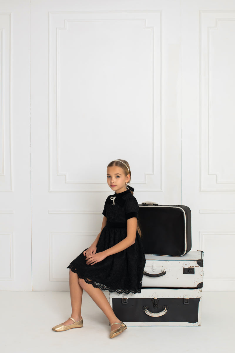 PATACHOU Black Lace & Velvet Dress