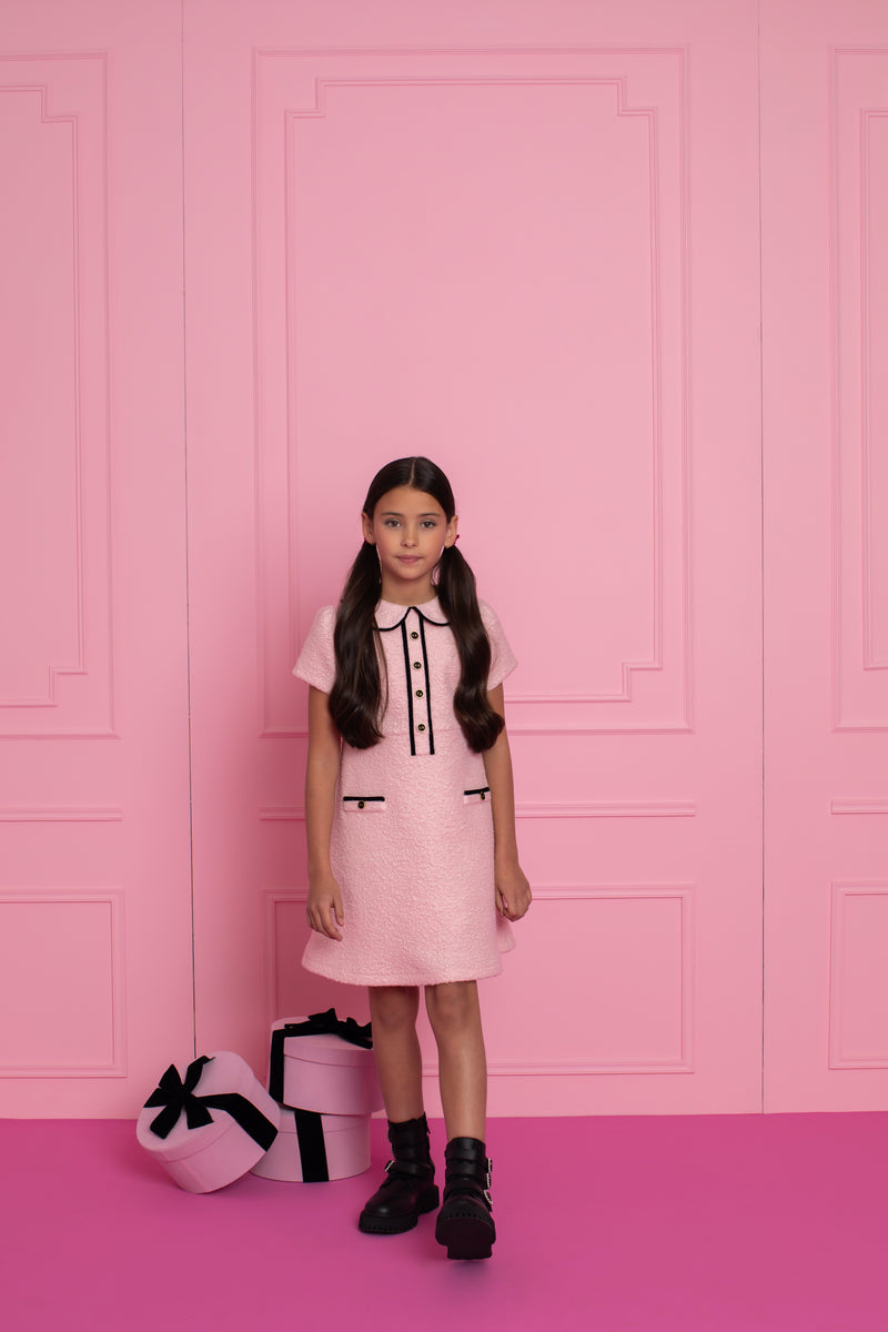 PATACHOU Pink & Black Boucle Dress