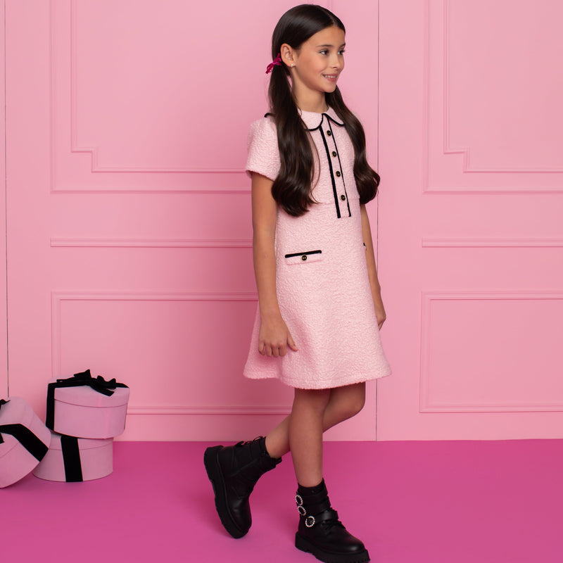 PATACHOU Pink & Black Boucle Dress