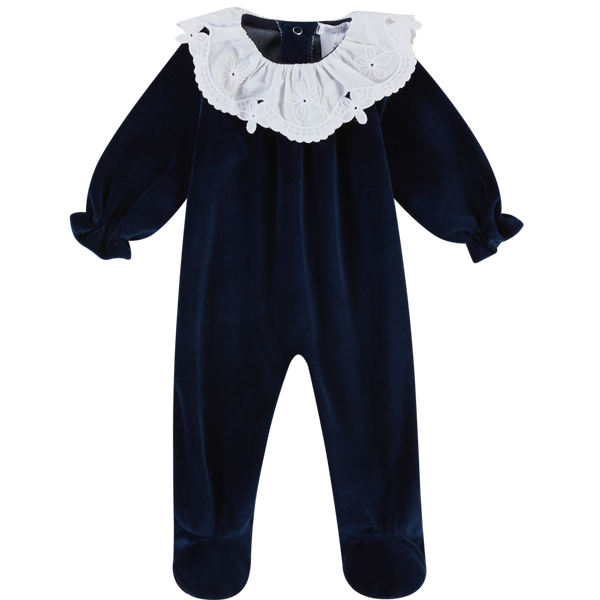 DEOLINDA Navy Velvet Babygrow