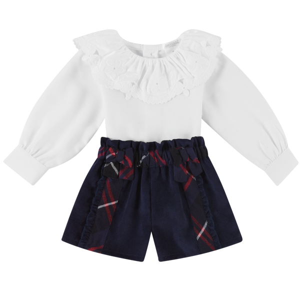 DEOLINDA White & Navy Short Set