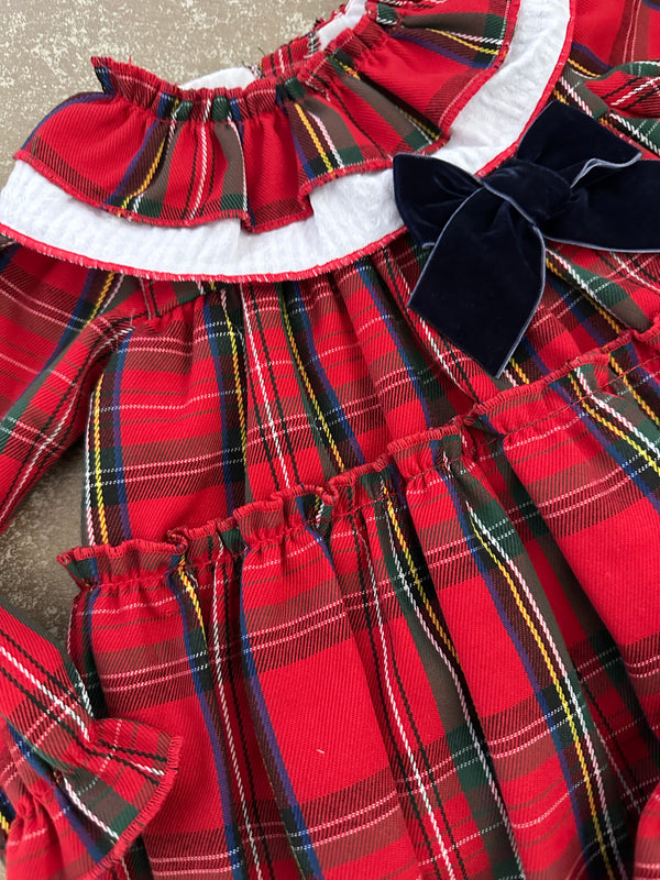 Tartan Dress  with bow and matching knickers