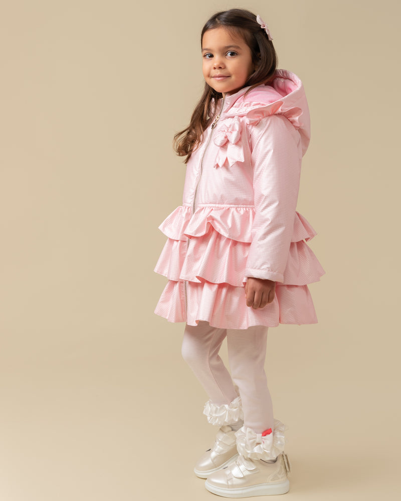 Pink Hooded Ruffle Coat