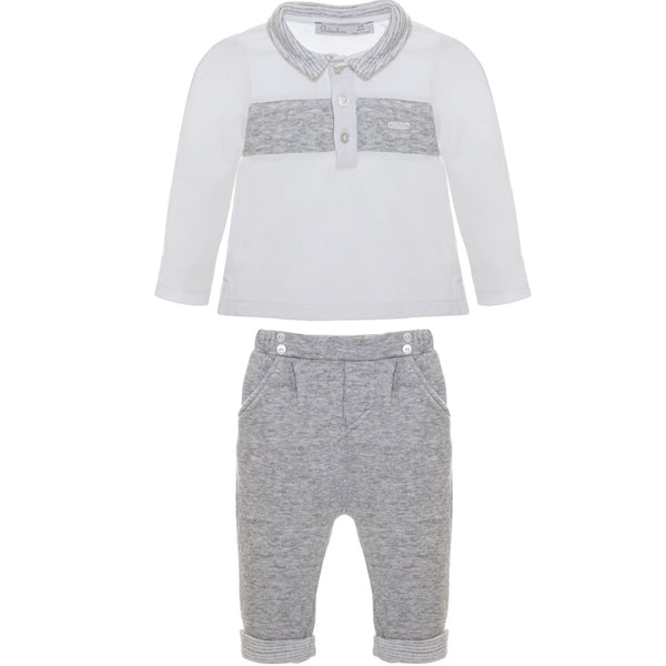 PATACHOU Baby Boy Grey Polo & Pants Set