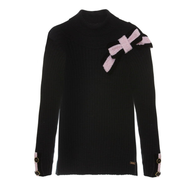 PATACHOU Black & Pink Turtleneck Top