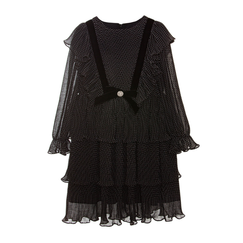 PATACHOU Black & White Dot Chiffon Dress