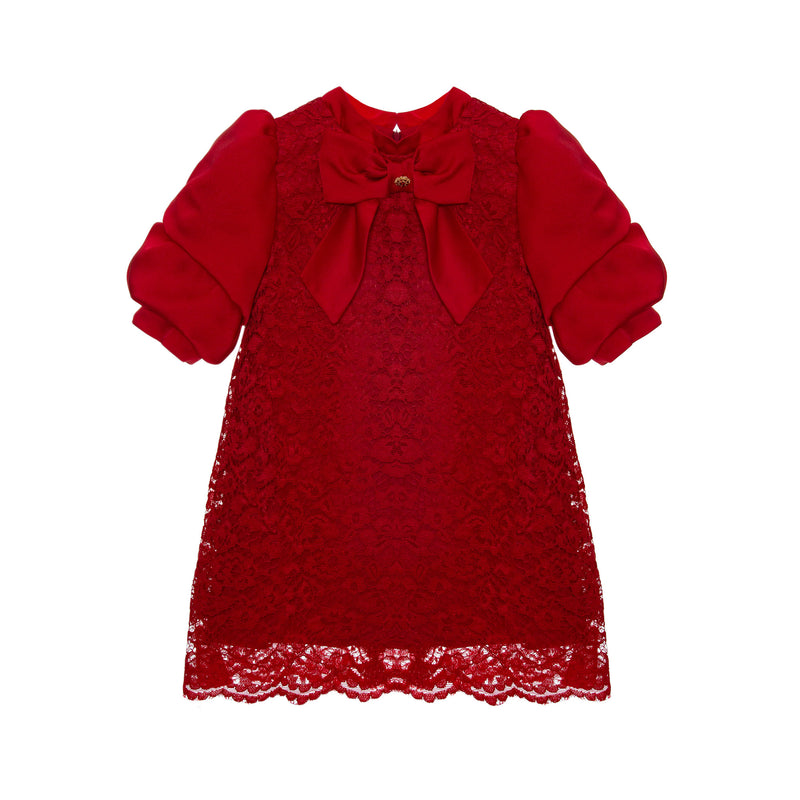 PATACHOU Red Satin & Lace Dress