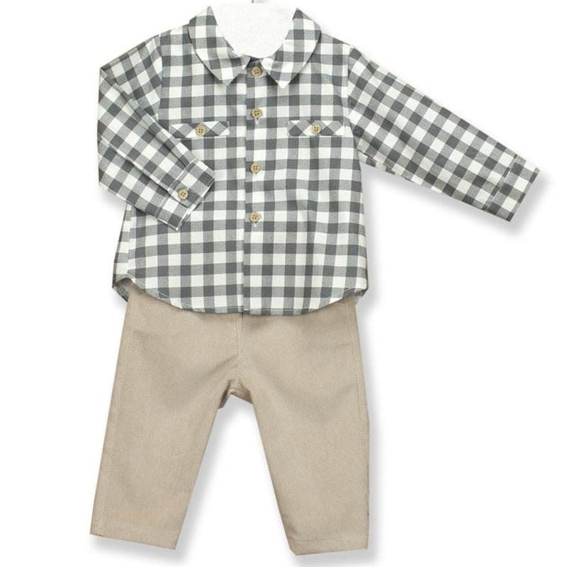 BABIDU Grey & Beige Trouser Set