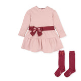 TUTTO PICCOLO Pink & Burgundy Dress