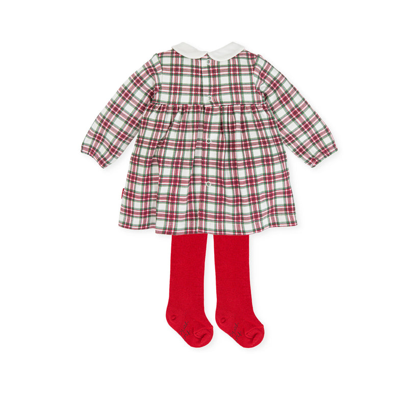 TUTTO PICCOLO Tartan Dress & Tights