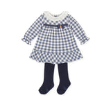 TUTTO PICCOLO Blue Check Dress & Tights