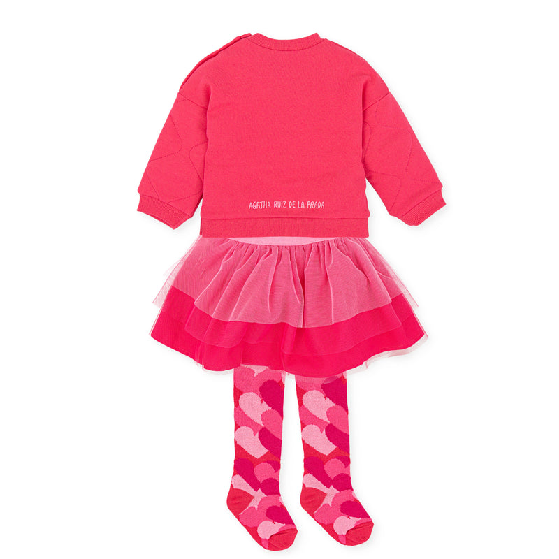 AGATHA Pink Skirt Set with Tights