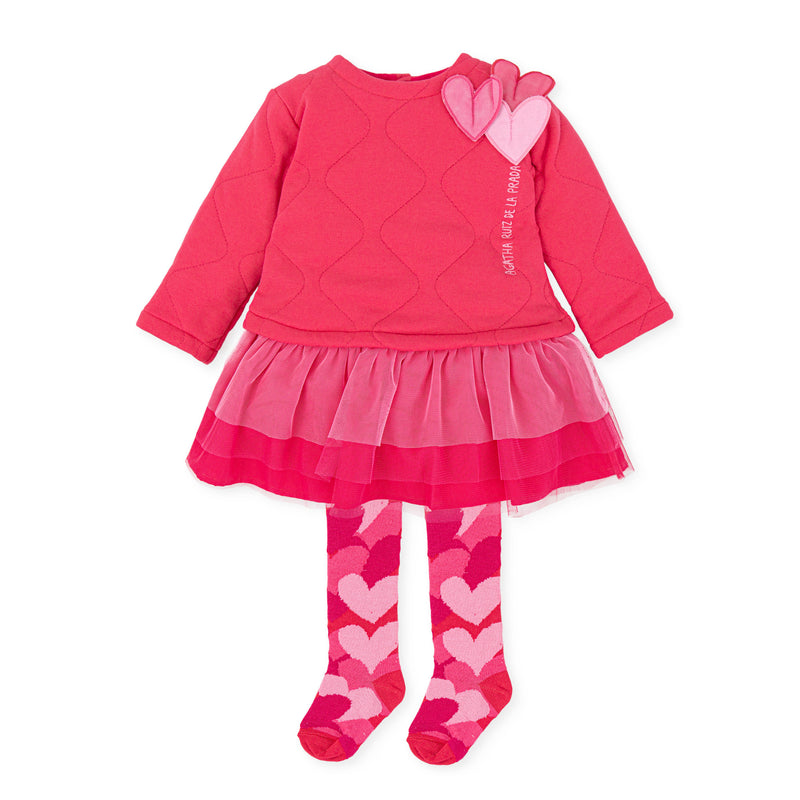 AGATHA Pink Heart Dress with Tights