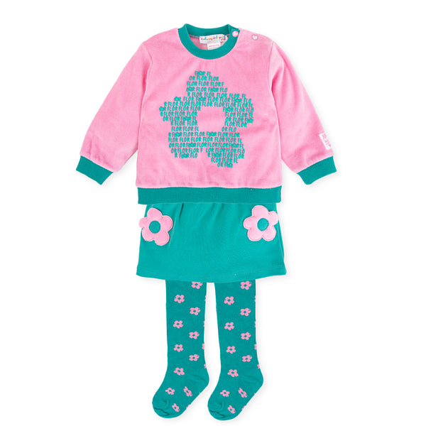 AGATHA Green & Pink Skirt Set with tights