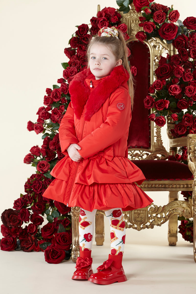 ADEE Red Ruffle Hooded Coat