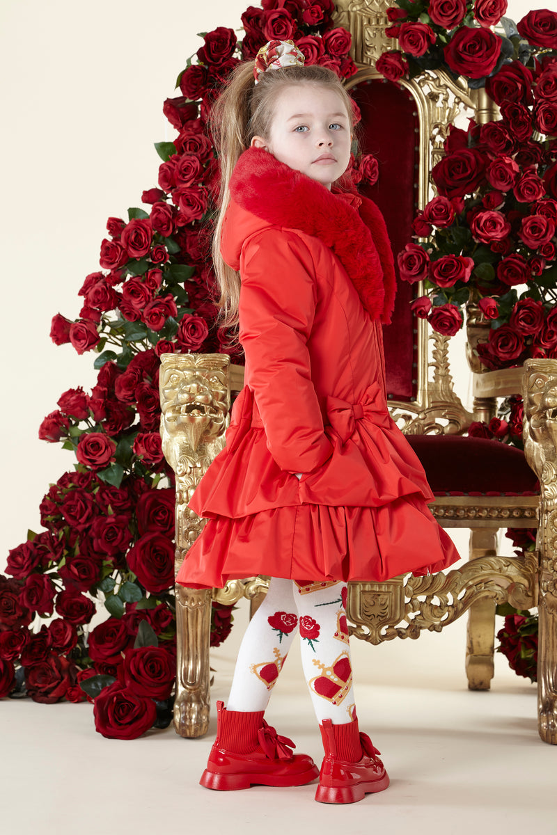ADEE Red Ruffle Hooded Coat