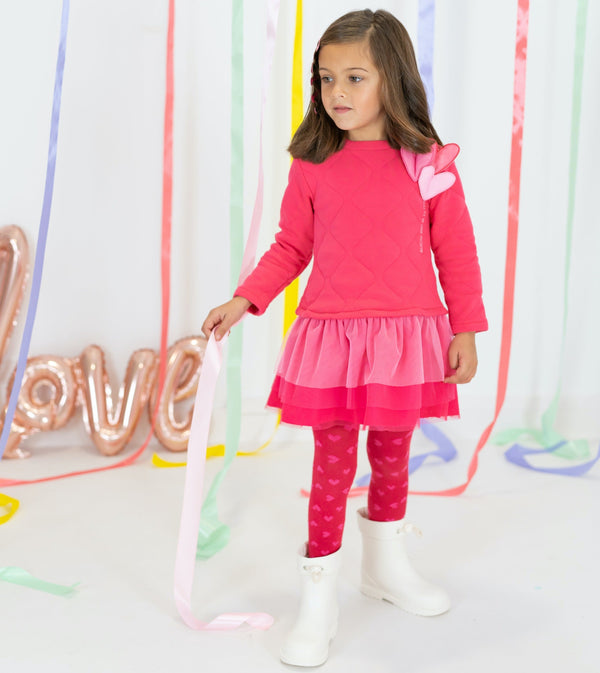 AGATHA Pink Heart Dress with Tights