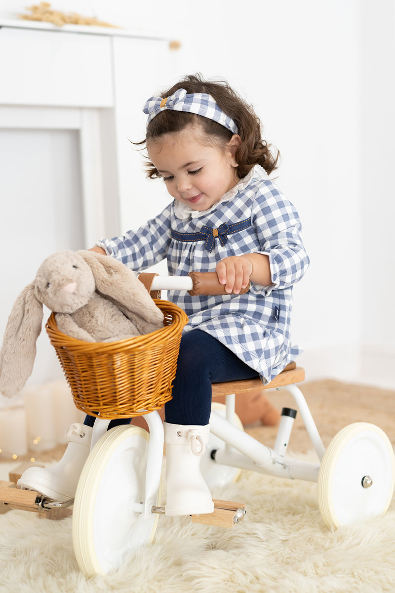 TUTTO PICCOLO Blue Check Dress & Tights