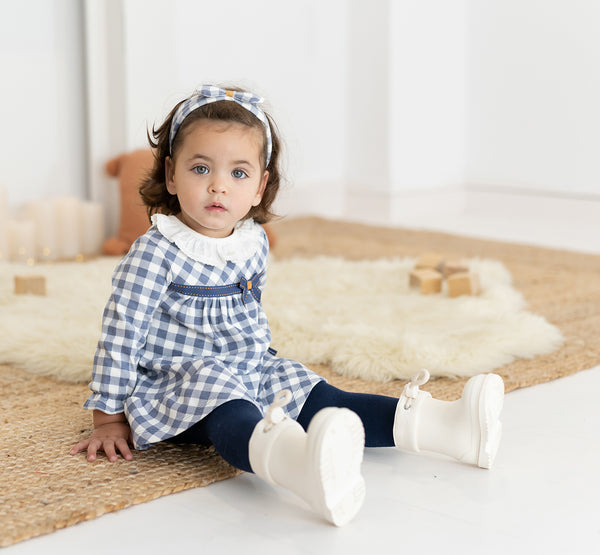 TUTTO PICCOLO Blue Check Dress & Tights
