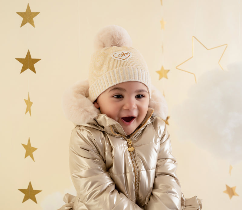 Little A 'Fernanda' Gold Pom Hat