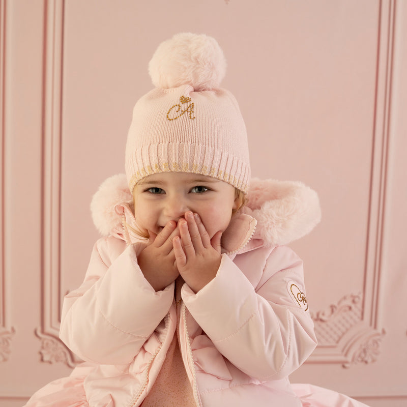 Little A 'Emberly' Pink Pom Hat
