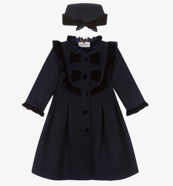 SARAH LOUISE Navy Felted Coat