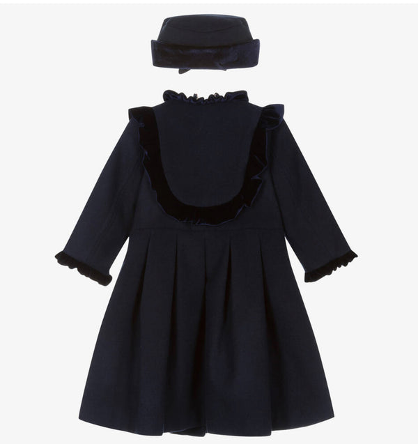 SARAH LOUISE Navy Felted Coat