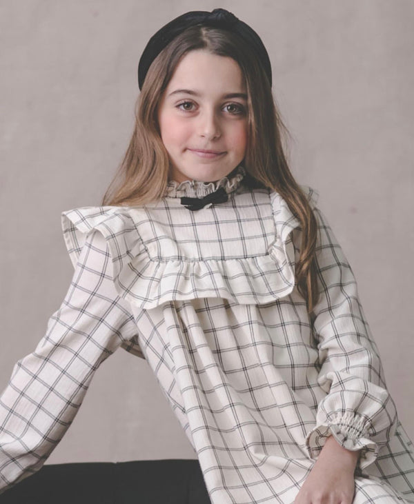 Ivory & Black Check Dress