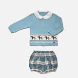 JULIANA Knitted Blue Jumper and Shorts Set