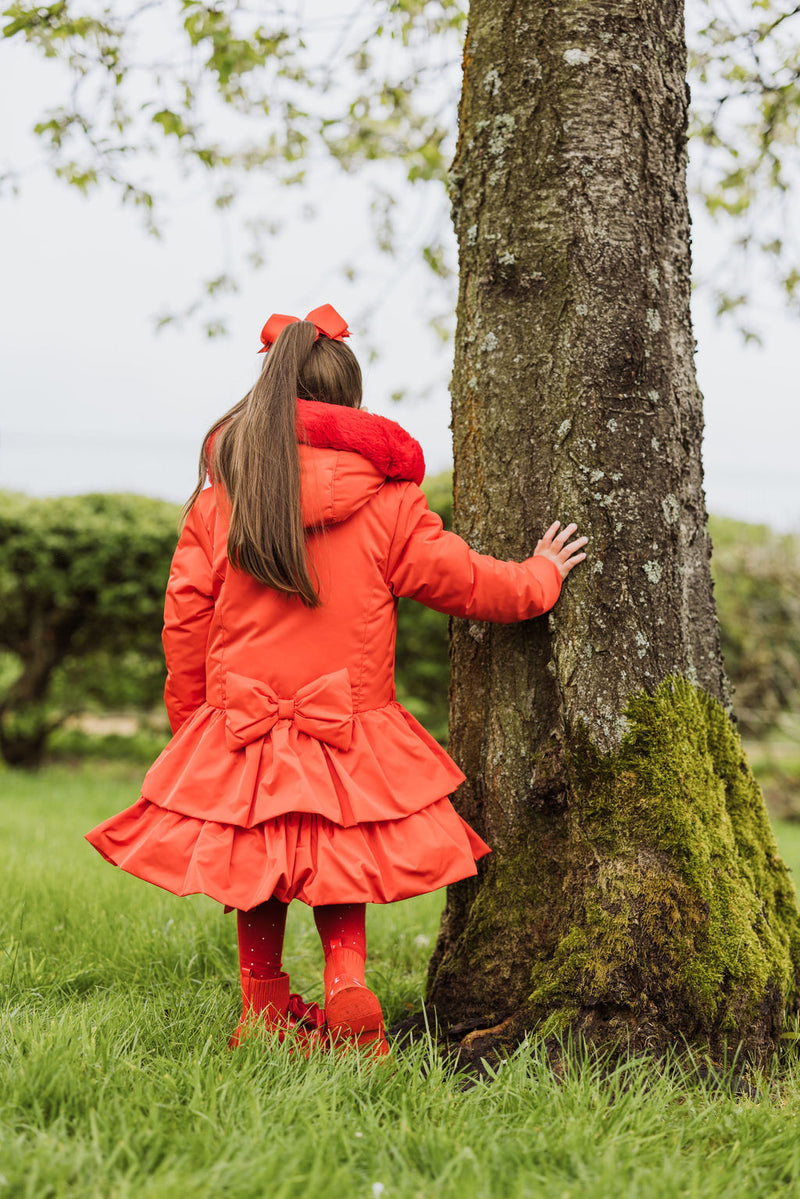 ADEE Red Ruffle Hooded Coat