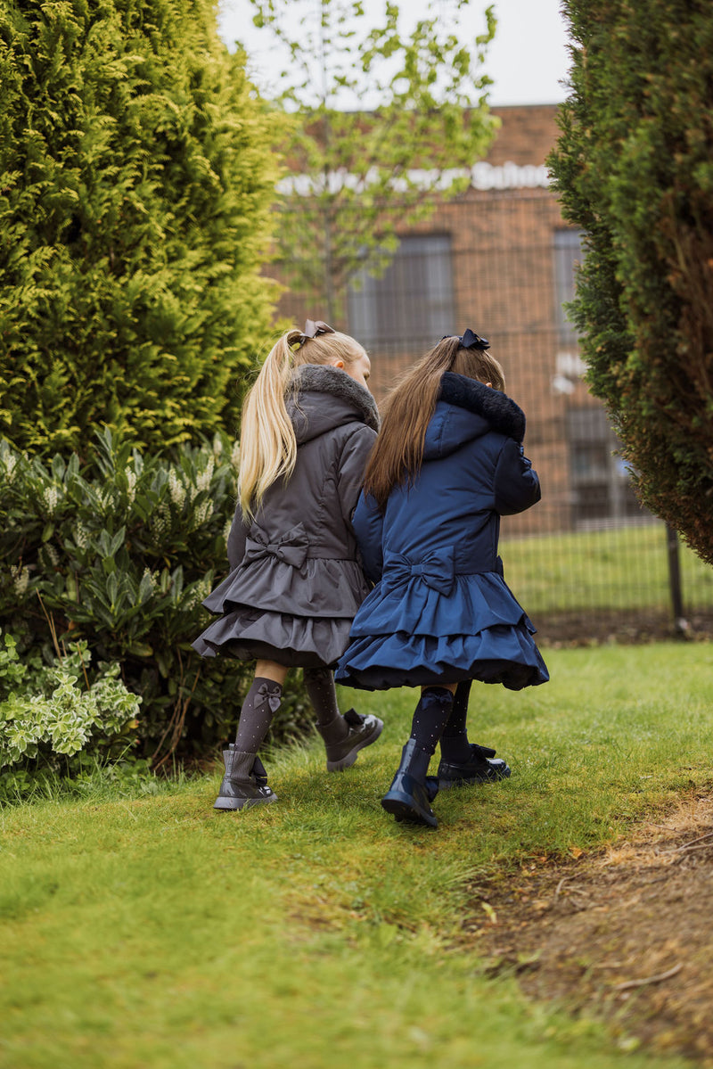 ADEE Navy Ruffle Hooded Coat