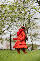 ADEE Red Ruffle Hooded Coat