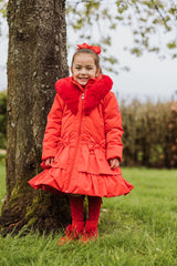 ADEE Red Ruffle Hooded Coat