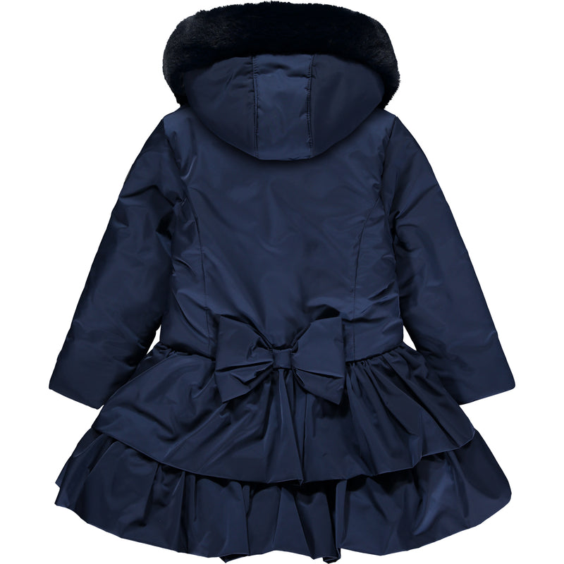 ADEE Navy Ruffle Hooded Coat
