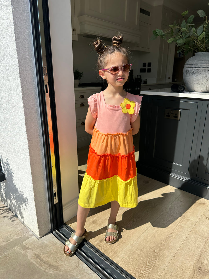 AGATHA Pink & Orange Tiered Dress