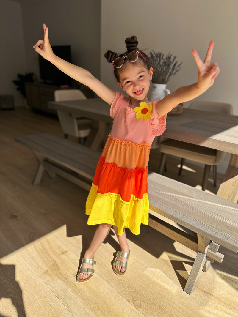 AGATHA Pink & Orange Tiered Dress