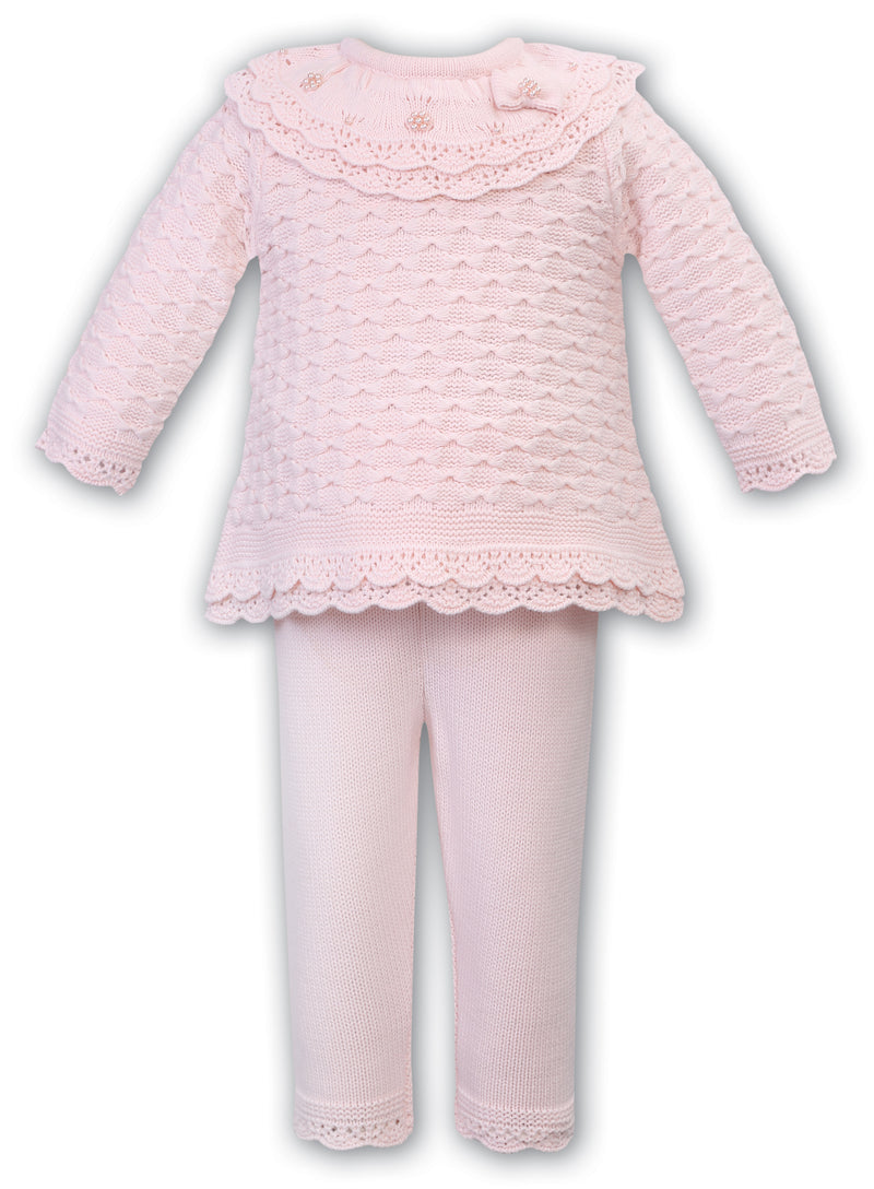 SARAH LOUISE Pink Knitted Trouser Set