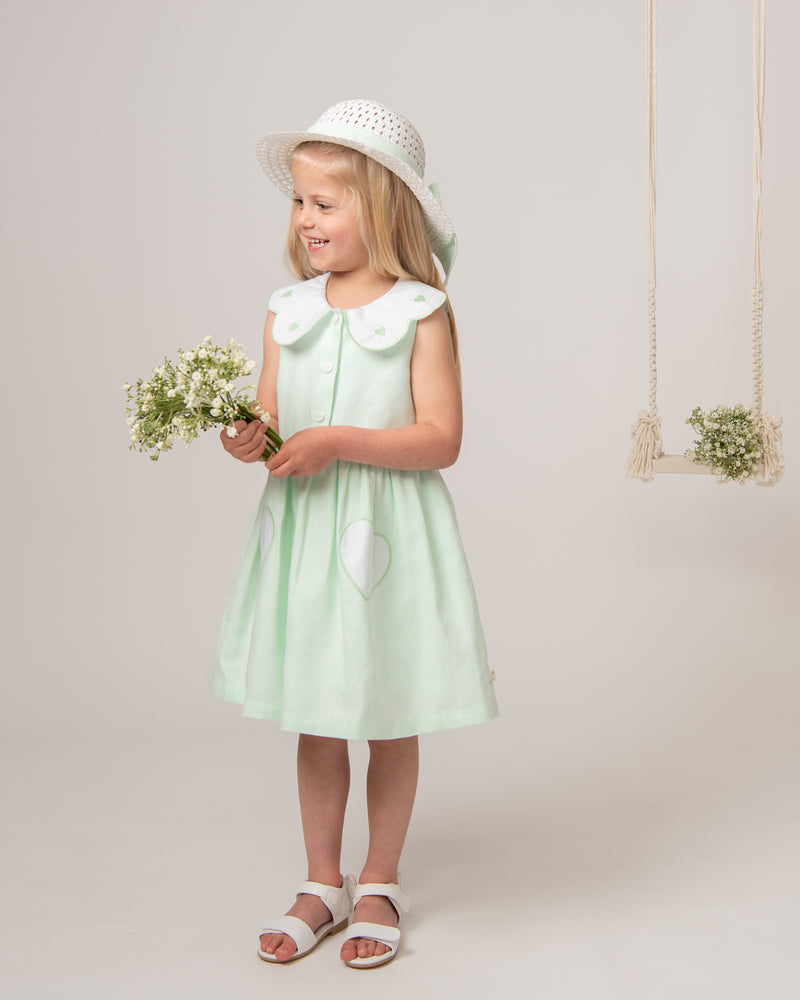 CARAMELO KIDS Mint Linen Dress (to 8 years)