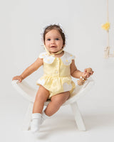 CARAMELO KIDS Yellow Linen Romper