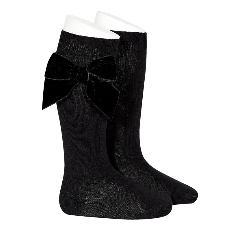 CONDOR Black Velvet Bow Sock