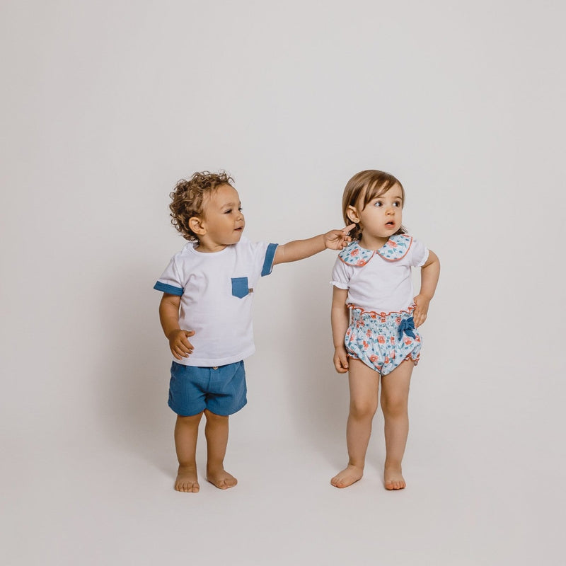 CALAMARO White & Blue Short Set